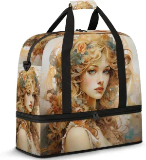 Large Weekender Overnight Bags Flower Woman Beautiful Travel Duffel Bag for Women Men Gym Bag With Shoe Compartment Foldie Travel Tote Bag Carry On Personal Item Bag for Travel Gym Sports