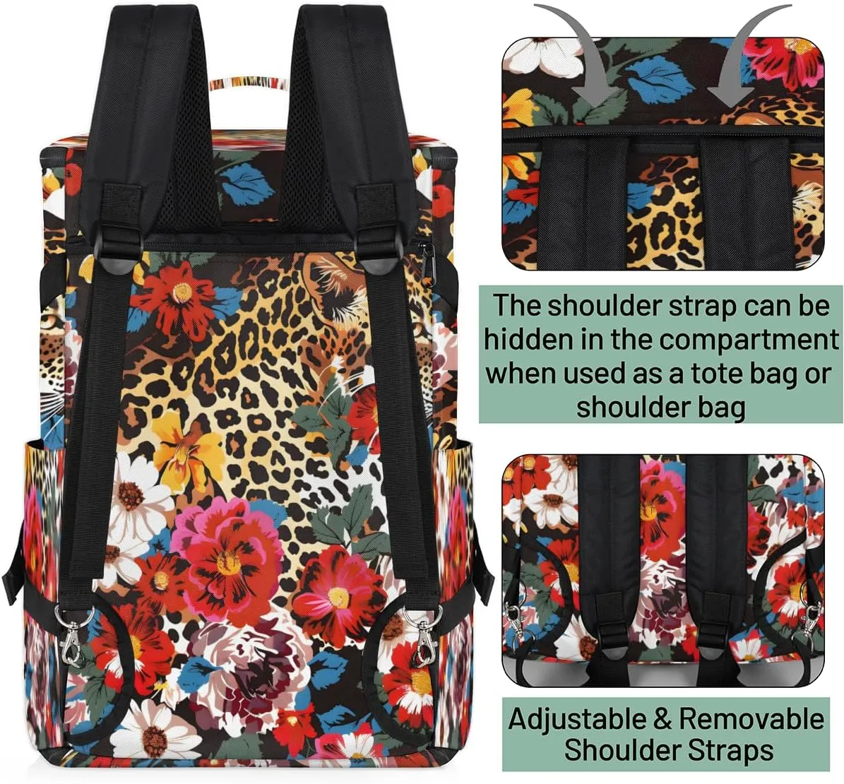 Leopard Print Flower Cheetah Travel Backpack Carry On Flight Approved for Men Women, Lightweight Large Luggage Weekender Casual Daypack Backpacks for Traveling Airplane