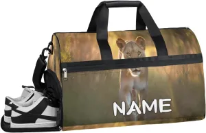 Lion Animal Sunshine Sports Gym Bag with Wet Pocket & Shoes Compartment Travel Duffel Bag for Women Men Custom Sports Gym Bag Personalized Overnight Stay Weekend Tote Beach Luggage