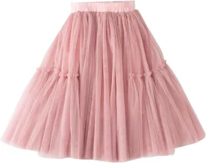 Little Child Girls Long Skirt Girls Tiered Ruffle Maxi Skirts Girls Soft Fluffy Skirt Party Girl Skirt Flower