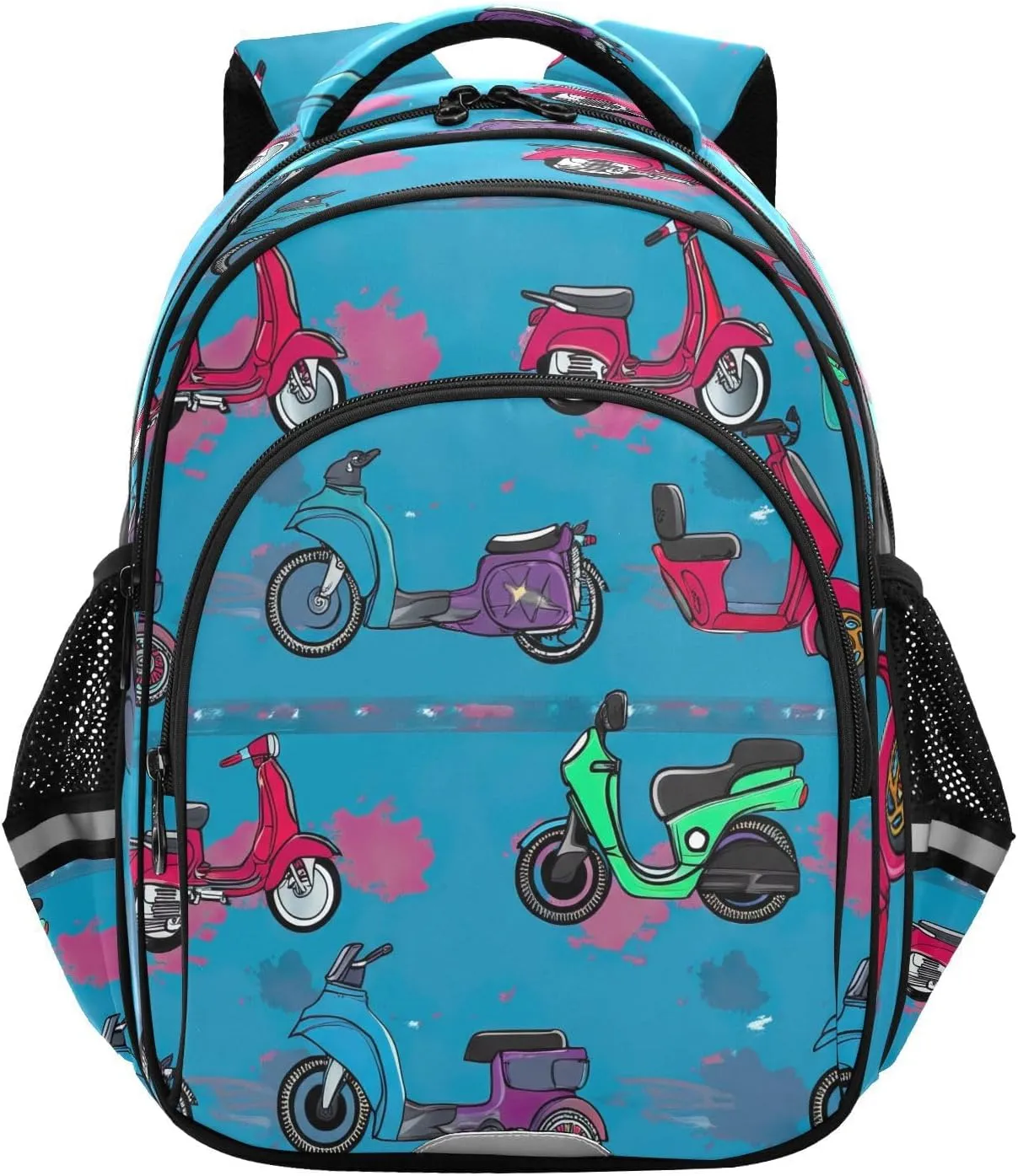 Lively Motorcycles Blue 15 Inch Bagpack for Boys Girls, Girls Backpack Elementary School