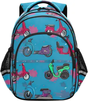 Lively Motorcycles Blue 15 Inch Bagpack for Boys Girls, Girls Backpack Elementary School