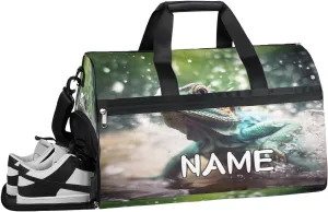 Lizard Animal Print Sports Gym Bag with Wet Pocket & Shoes Compartment Travel Duffel Bag for Women Men Custom Sports Gym Bag Personalized Overnight Stay Weekend Tote Beach Luggage