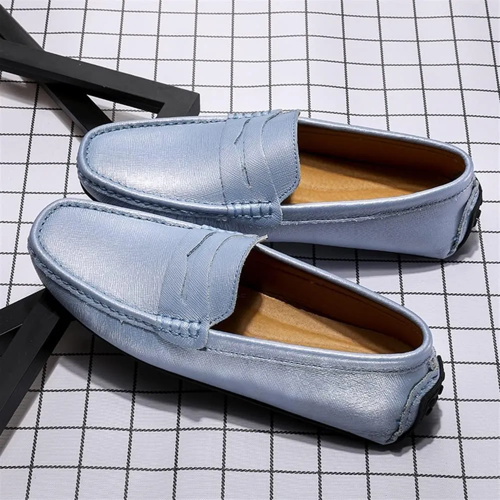 Loafer Shoes for Men Genuine Leather Stitching Details Penny Loafer Flat Heel Comfortable Flexible Driving Slip On for Any Attire