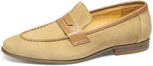 Loafers for Men Round Toe Nubuck Leather Penny Loafers Lightweight Flexible Flat Heel Casual Slip-on
