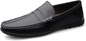 Loafers for Men Round Toe Solid Color Penny Loafers PU Leather Slip Resistant Flexible Anti-Slip Walking Outdoor Slip-on