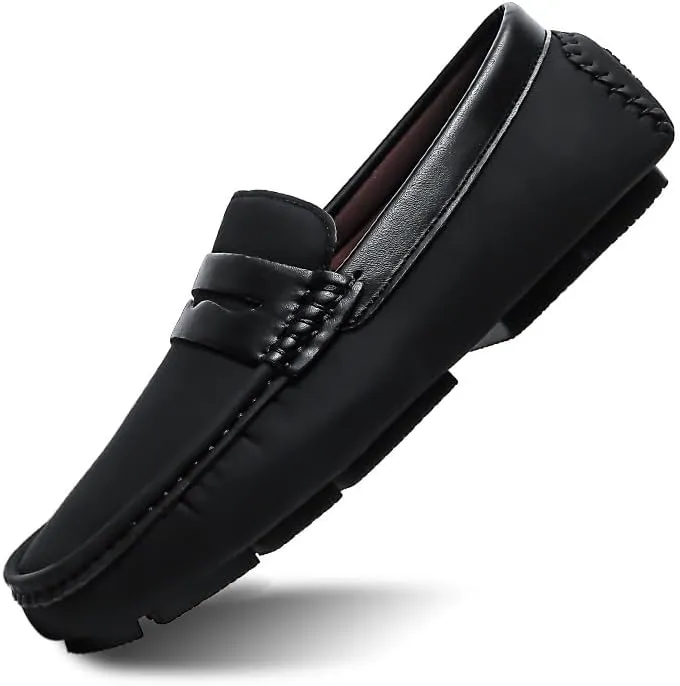 Loafers for Men Square Toe Leather Patchwork Penny Driving Loafers Slip Resistant Flexible Comfortable Prom Slip-ons