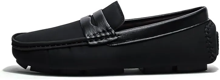 Loafers for Men Square Toe Leather Patchwork Penny Driving Loafers Slip Resistant Flexible Comfortable Prom Slip-ons