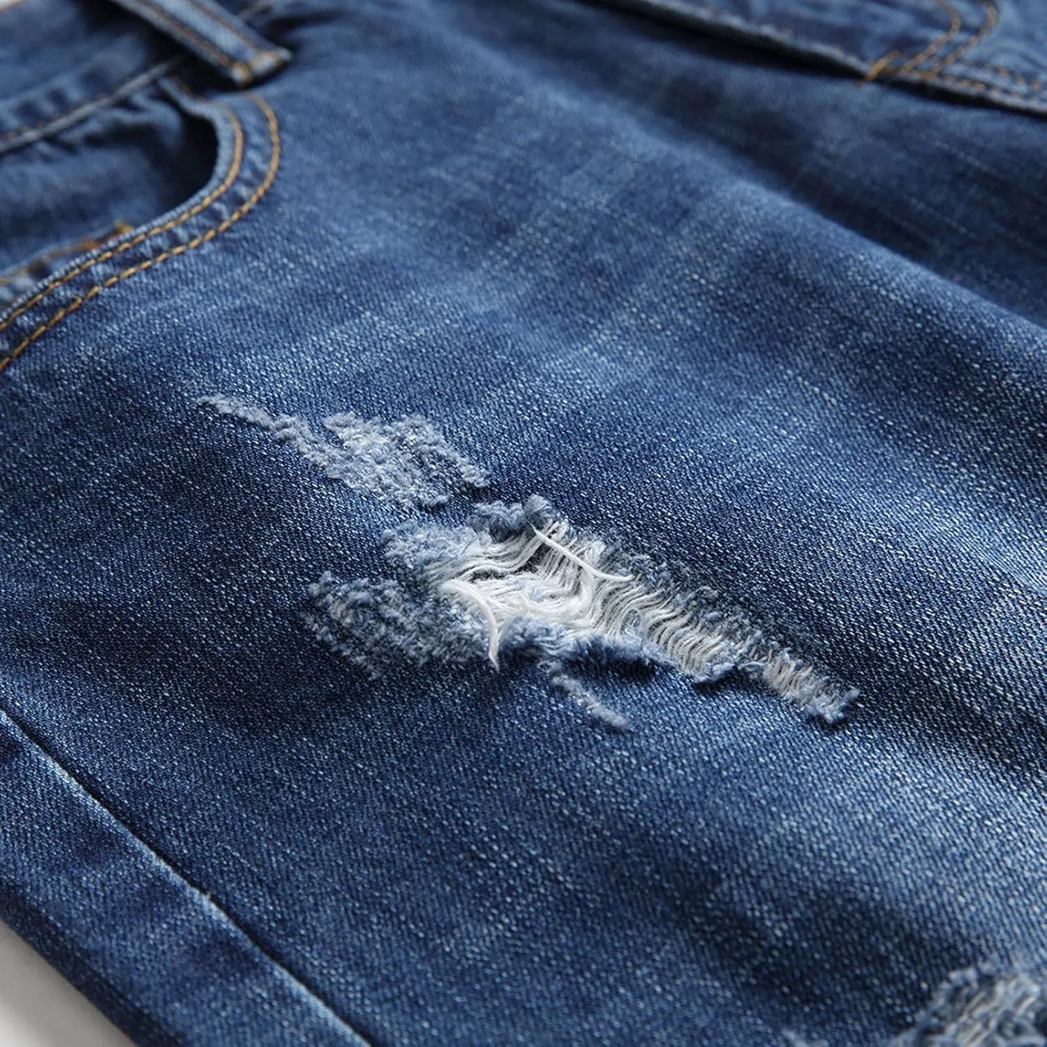 Loose Jeans Men's Hole Street Summer Nostalgic Pants High Retro Men's Pants Relaxed Fit Jeans Men