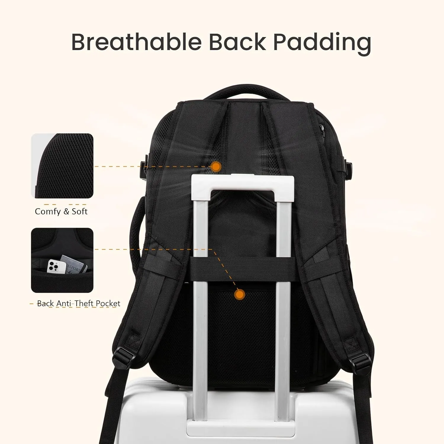 LOVEVOOK Travel Carry on Backpack for Men Women,Expandable 40L Extra Large Travel Laptop Backpack,Water Resistant Durable TSA Airline Approved Business College Carry on Bag Fit 17 Inch Computer,3 Pcs