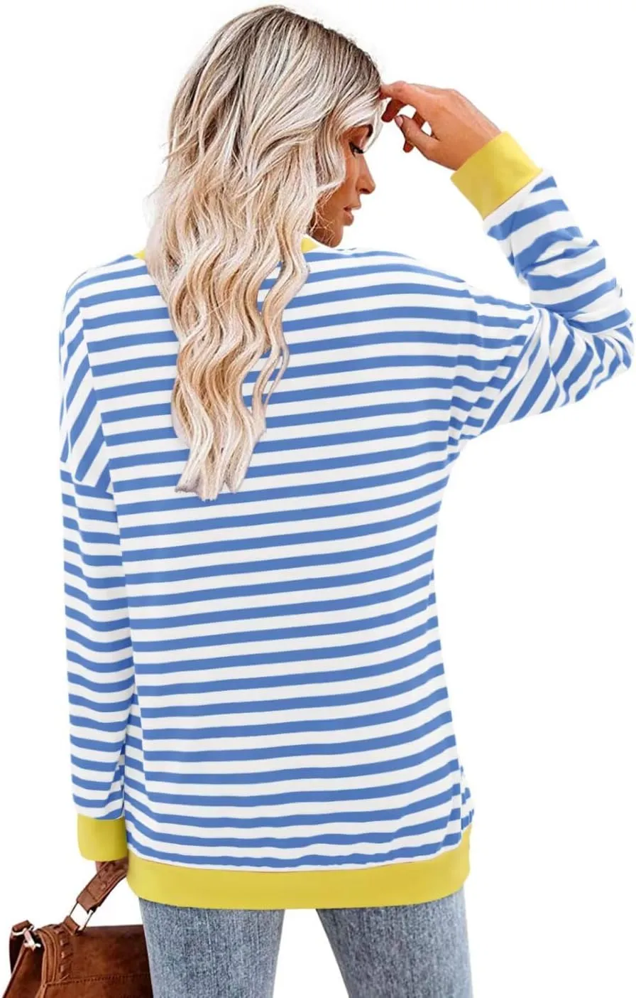 Magritta Womens Tunic Tops Casual Long Sleeve Round Neck Stretchy Loose Fit Sweatshirt Pullover Shirts with Pockets
