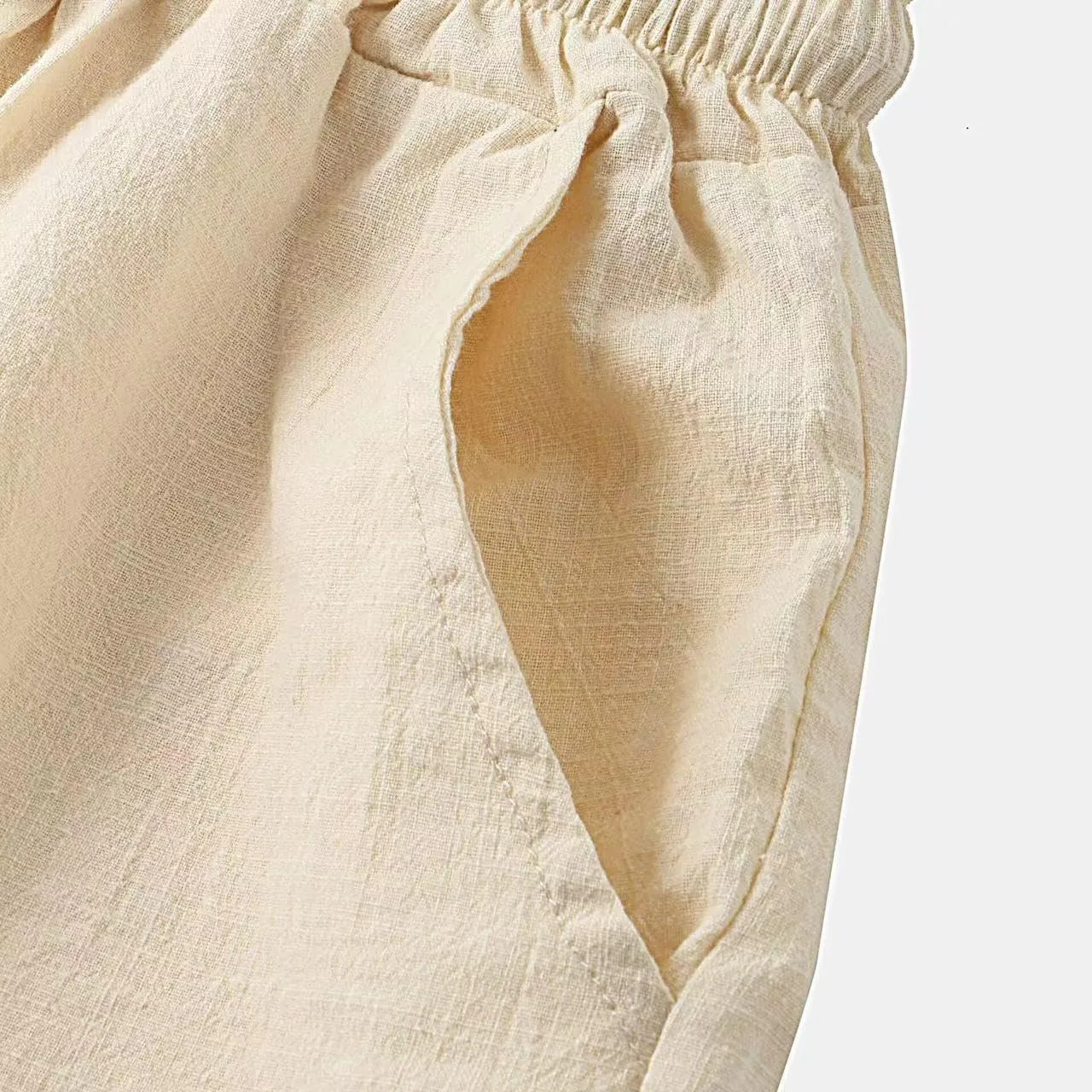 Men's 2 Piece Linen Sets Summer Beach Outfits Short Sleeve Button Shirt Drawstring Loose Shorts Suit Set