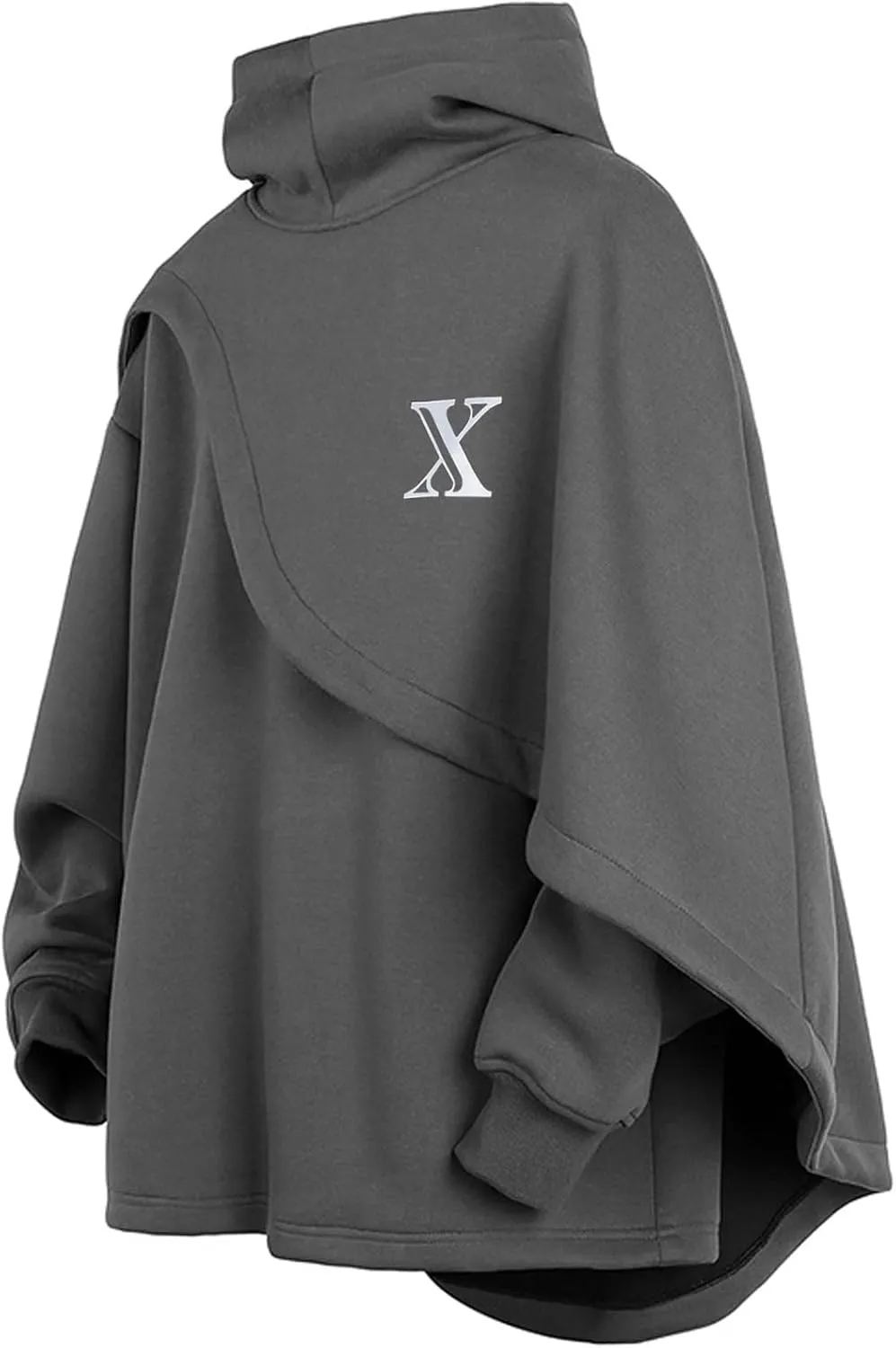 Men's Fashion Hoodie Poncho Cape Cloak Techwear Sweatshirts Unisex Lightweight Patchwork Casual Pullover