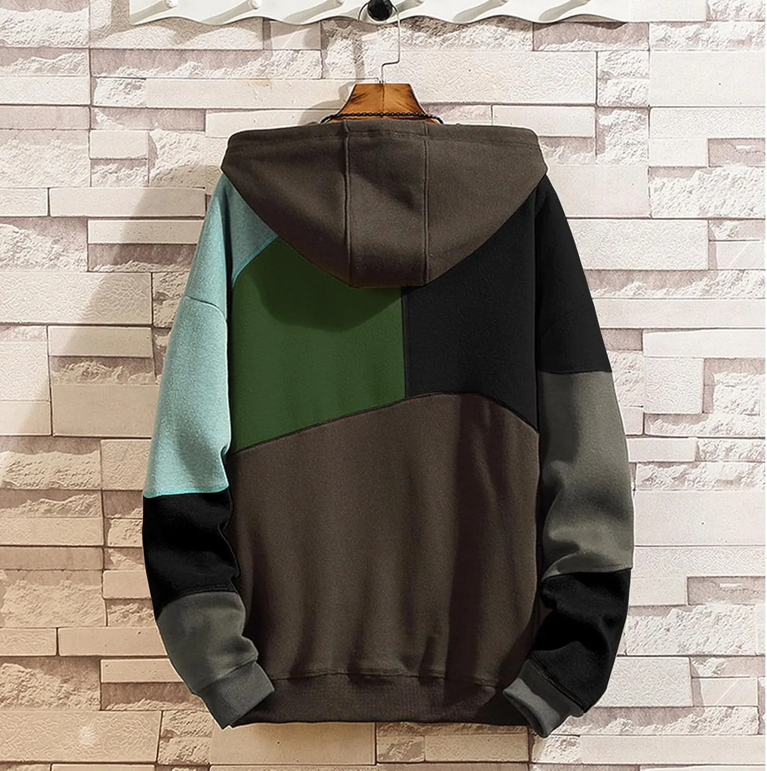 Men's Fashion Hoodies Techwear Color Block Long Sleeve Sweatshirts Unisex Lightweight Colourful Hoodie Pullover