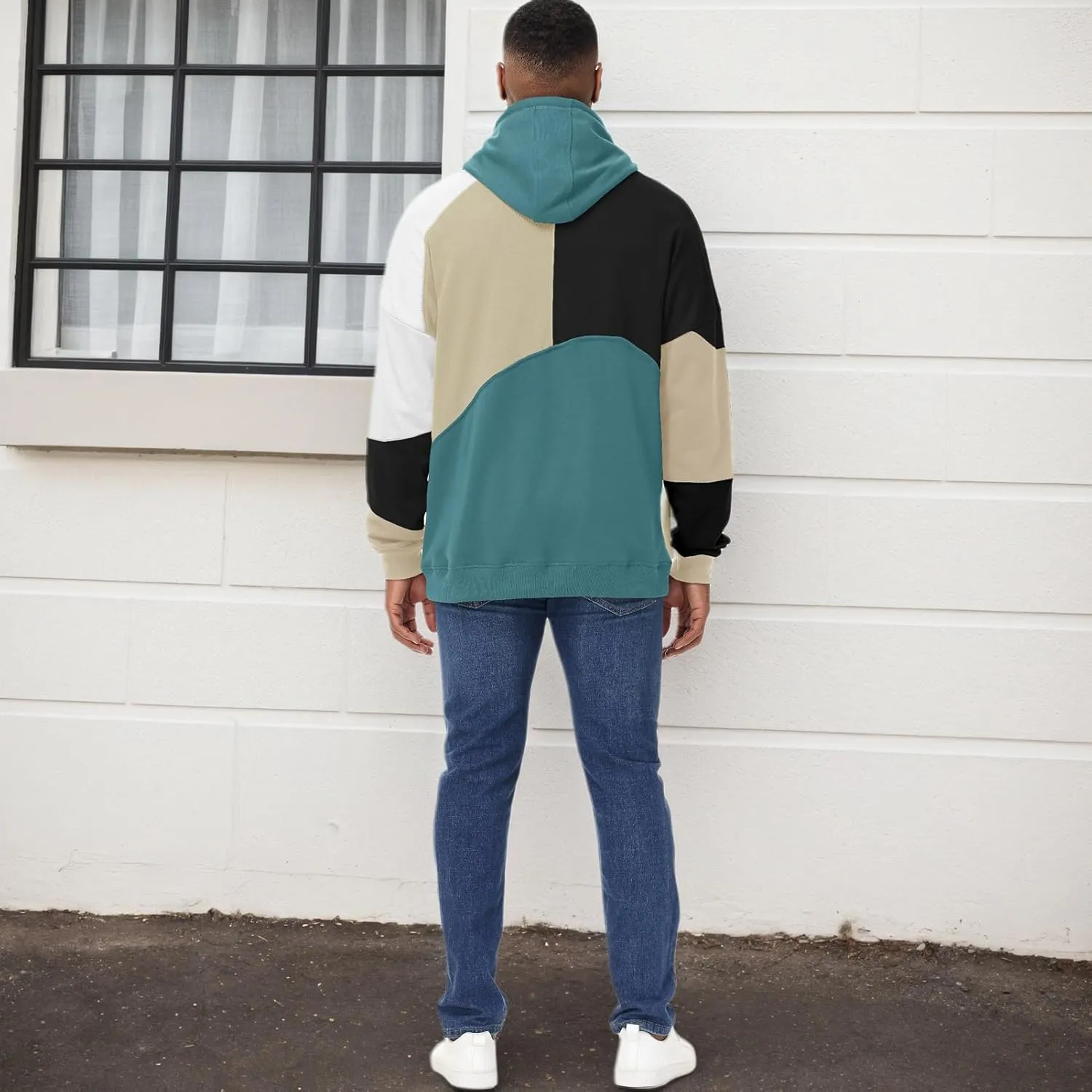 Men's Fashion Hoodies Techwear Color Block Long Sleeve Sweatshirts Unisex Lightweight Colourful Hoodie Pullover