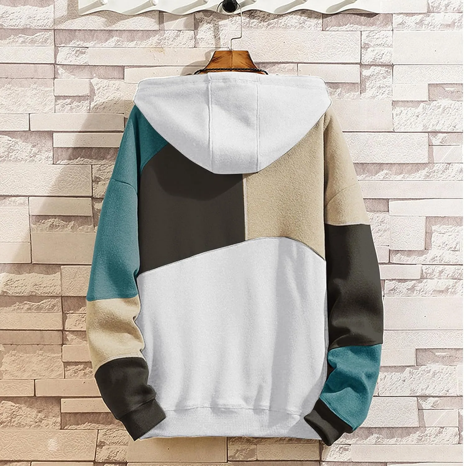 Men's Fashion Hoodies Techwear Color Block Long Sleeve Sweatshirts Unisex Lightweight Colourful Hoodie Pullover