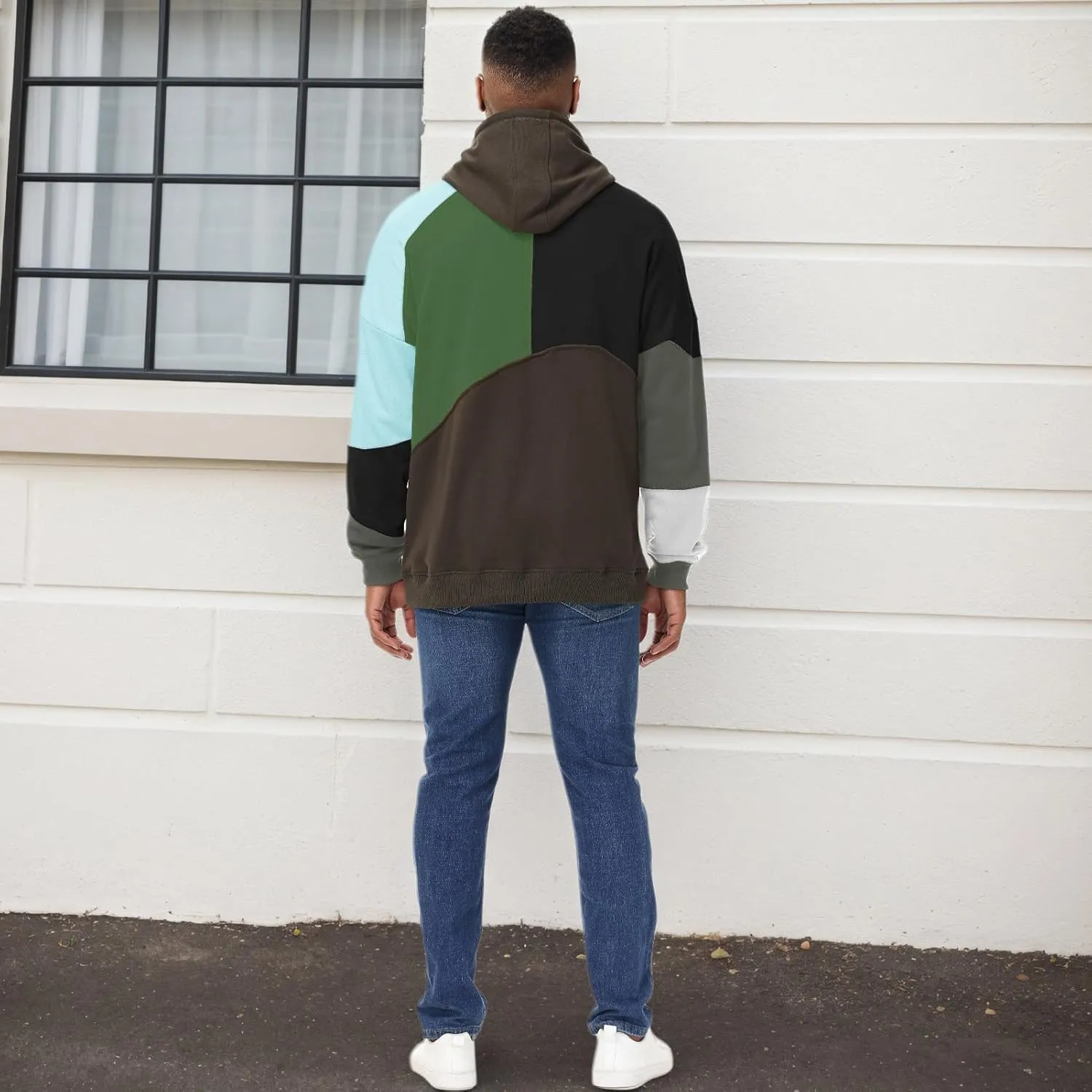 Men's Fashion Hoodies Techwear Color Block Long Sleeve Sweatshirts Unisex Lightweight Colourful Hoodie Pullover