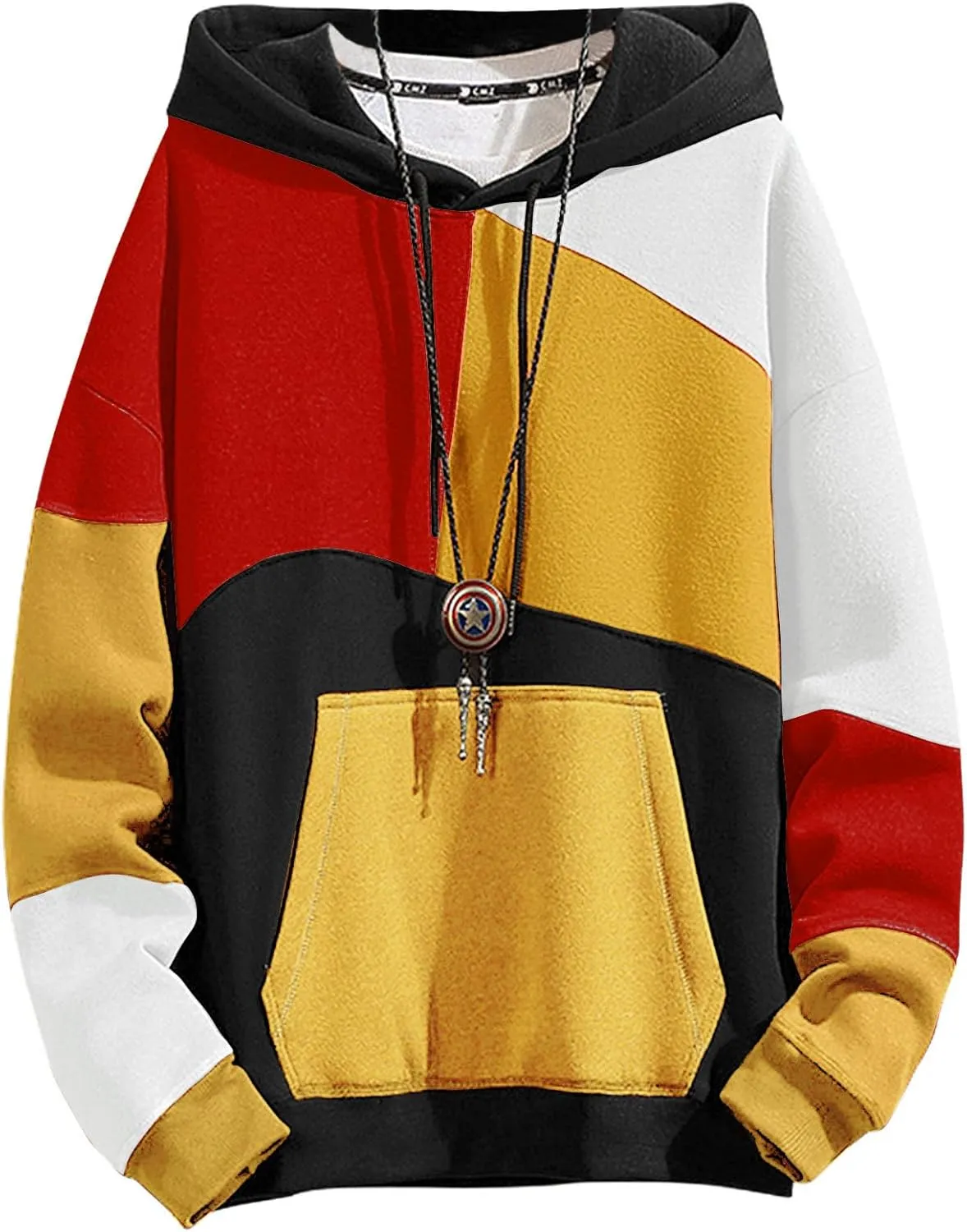 Men's Fashion Hoodies Techwear Color Block Long Sleeve Sweatshirts Unisex Lightweight Colourful Hoodie Pullover
