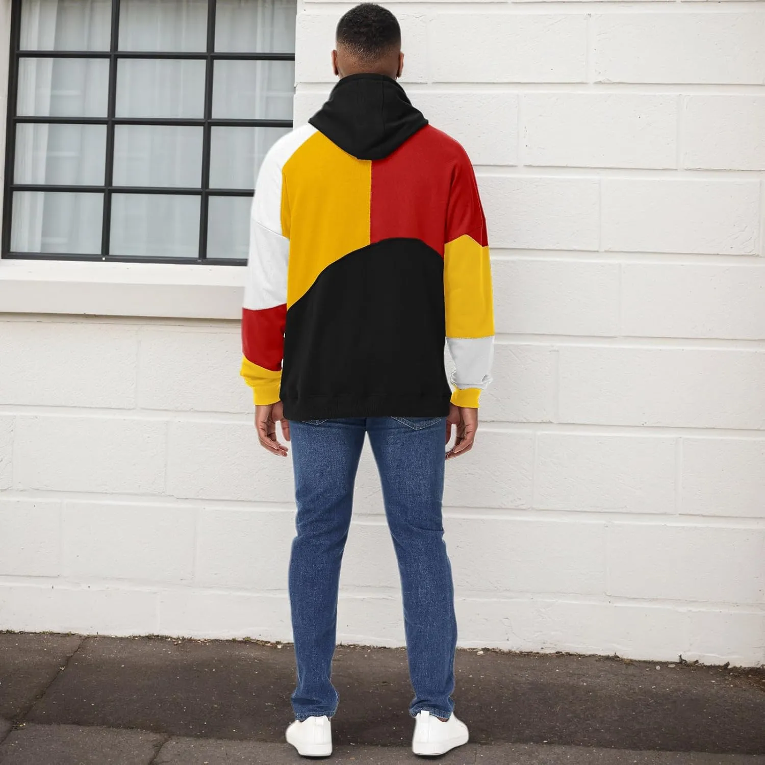 Men's Fashion Hoodies Techwear Color Block Long Sleeve Sweatshirts Unisex Lightweight Colourful Hoodie Pullover