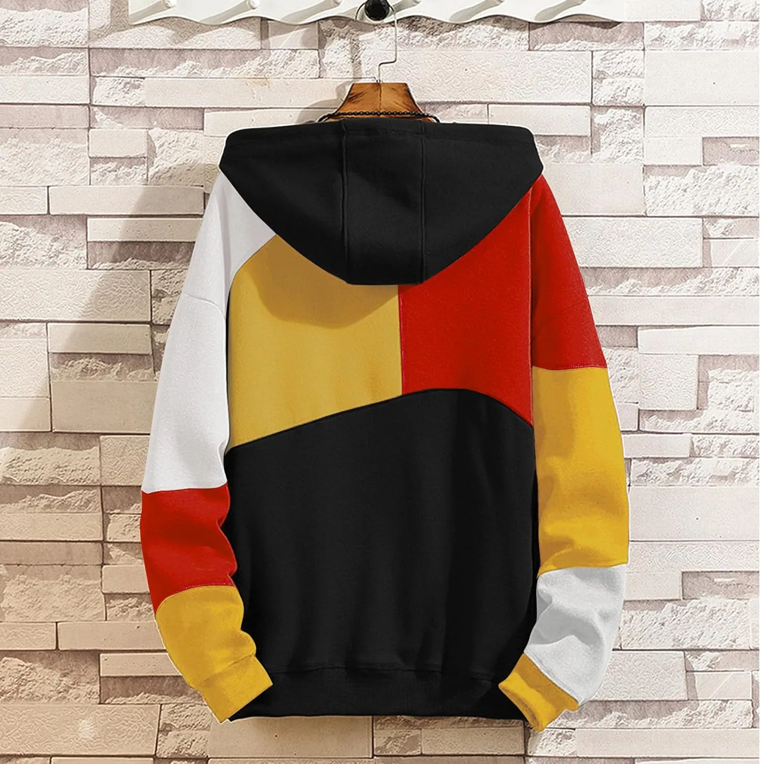 Men's Fashion Hoodies Techwear Color Block Long Sleeve Sweatshirts Unisex Lightweight Colourful Hoodie Pullover