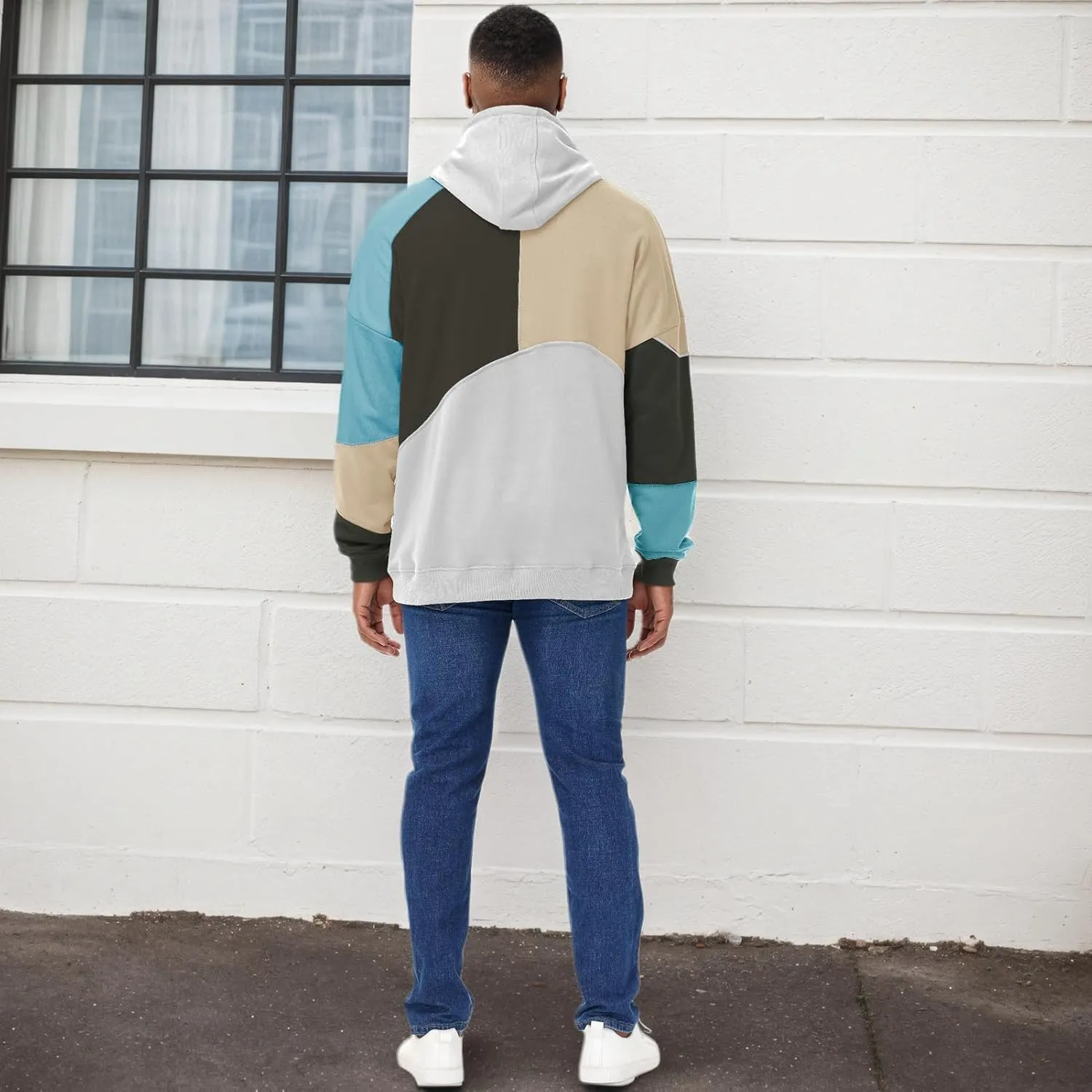 Men's Fashion Hoodies Techwear Color Block Long Sleeve Sweatshirts Unisex Lightweight Colourful Hoodie Pullover
