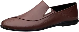 Mens Leather Loafers Slip On Shoes Comfortable Prom Casual Shoes Flexible Round Toe Driving Loafers for Men