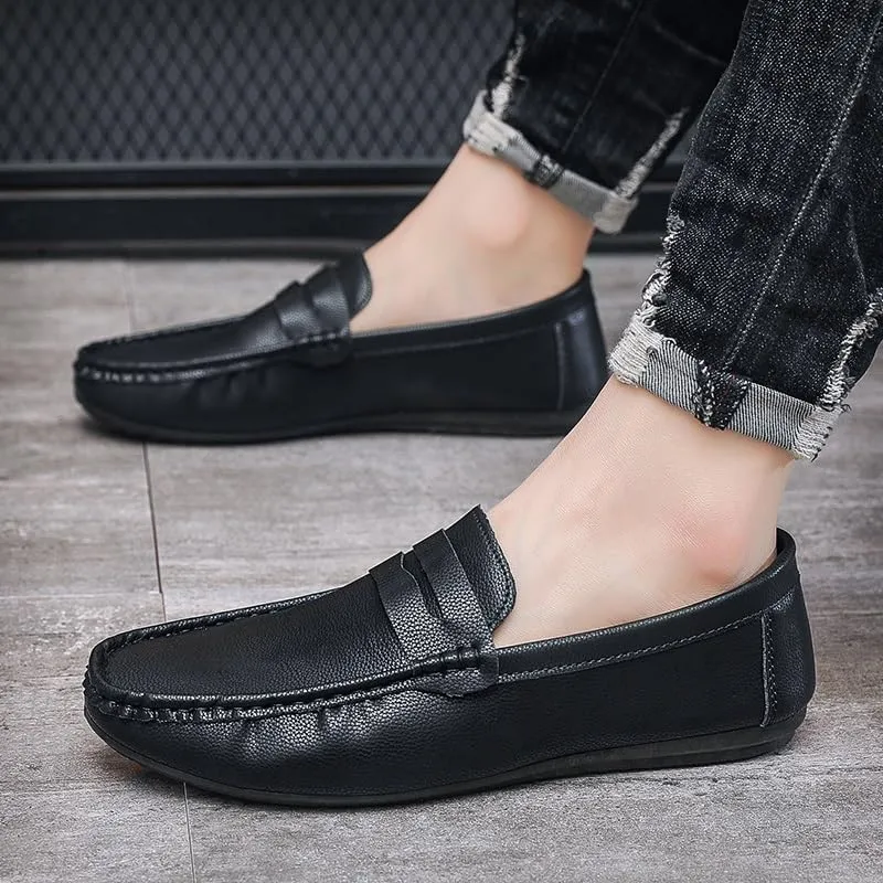 Men's Loafers Round Toe Faux Leather Penny Loafers Flexible Resistant Lightweight Party Casual Slip On