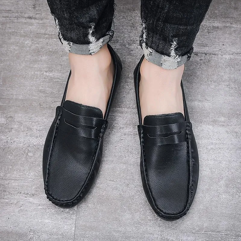 Men's Loafers Round Toe Faux Leather Penny Loafers Flexible Resistant Lightweight Party Casual Slip On