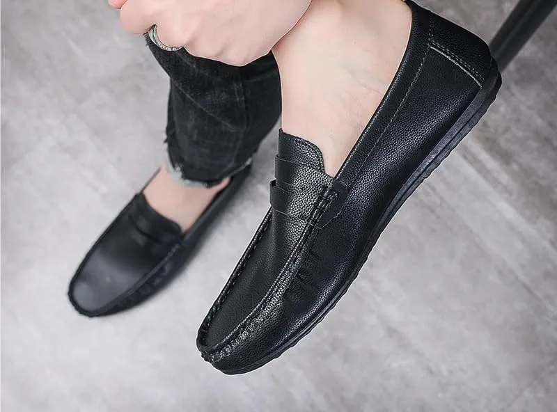 Men's Loafers Round Toe Faux Leather Penny Loafers Flexible Resistant Lightweight Party Casual Slip On