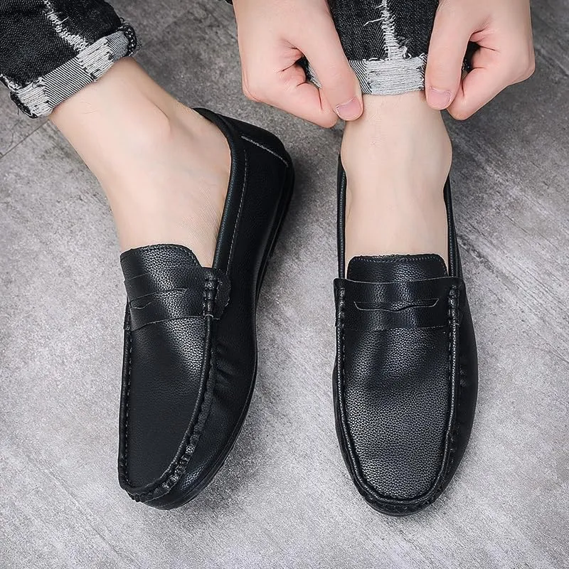 Men's Loafers Round Toe Faux Leather Penny Loafers Flexible Resistant Lightweight Party Casual Slip On