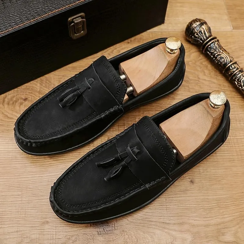 Mens Loafers Round Toe PU Leather Penny Loafers Tassel Flexible Comfortable Resistant Casual Wedding Slip On