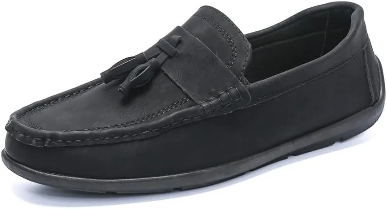 Mens Loafers Round Toe PU Leather Penny Loafers Tassel Flexible Comfortable Resistant Casual Wedding Slip On