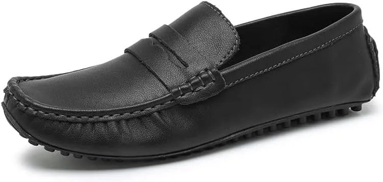 Mens Loafers Shoe Solid Color Leather Penny Driving Loafers Flat Heel Lightweight Flexible Outdoor Prom Slip On