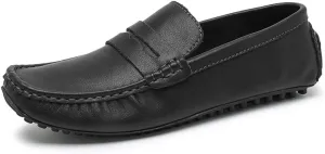 Mens Loafers Shoe Solid Color Leather Penny Driving Loafers Flat Heel Lightweight Flexible Outdoor Prom Slip On