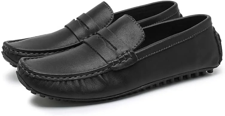 Mens Loafers Shoe Solid Color Leather Penny Driving Loafers Flat Heel Lightweight Flexible Outdoor Prom Slip On