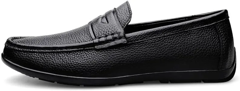 Men's Loafers Shoes Round Toe Genuine Leather Penny Loafers Flexible Slip Resistant Lightweight Fashion Prom Slip-ons