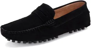 Men's Loafers Shoes Round Toe Nubuck Leather Penny Driving Loafers Flexible Lightweight Flat Heel Party Slip-on