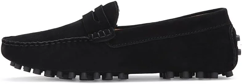 Men's Loafers Shoes Round Toe Nubuck Leather Penny Driving Loafers Flexible Lightweight Flat Heel Party Slip-on