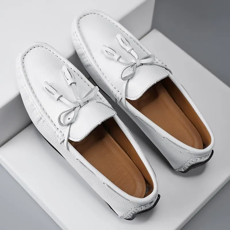 Men's Loafers Shoes Round Toe Tassel PU Leather Slip Resistant Flat Heel Flexible Prom Slip-on