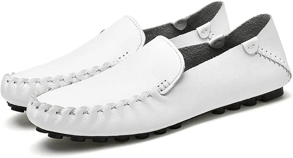 Men's Loafers Shoes Simple Moccasins Shoes Driving Loafers Leather Comfortable Flexible Flat Heel Outdoor Casual Slip On