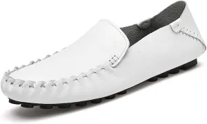 Men's Loafers Shoes Simple Moccasins Shoes Driving Loafers Leather Comfortable Flexible Flat Heel Outdoor Casual Slip On