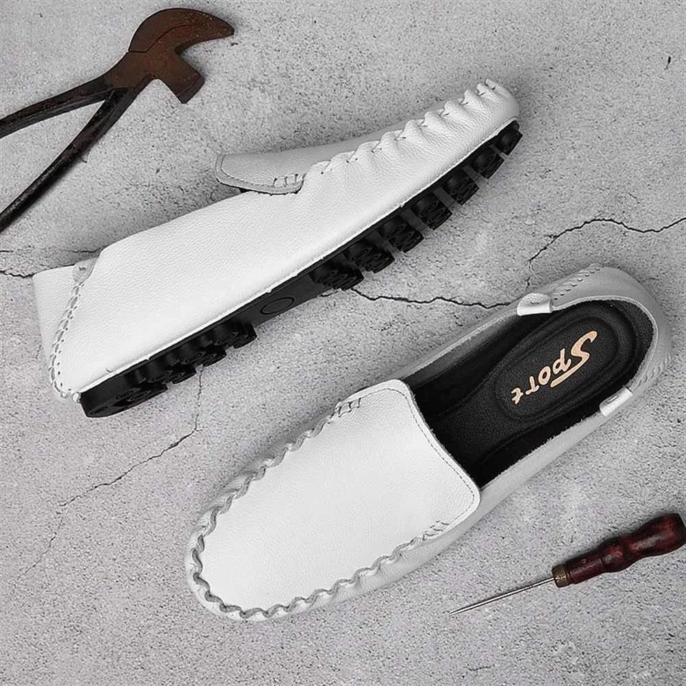 Men's Loafers Shoes Simple Moccasins Shoes Driving Loafers Leather Comfortable Flexible Flat Heel Outdoor Casual Slip On