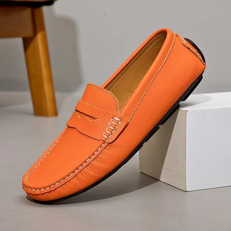 Mens Loafers Simple Round Toe Solid Color Faux Leather Penny Driving Loafers Flexible Anti-Slip Slip Resistant Walking Slip-ons