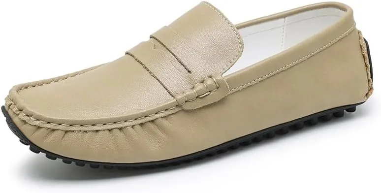 Men's Loafers Solid Color Leather Penny Driving Loafers Flexible Lightweight Comfortable Wedding Slip On
