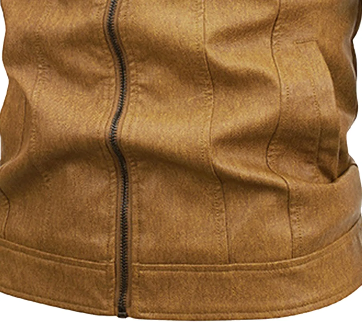 Men's Pocket Leather Jacket Zip-Up Motorcycle Bomber Jackets Vintage Moto Biker PU Coat
