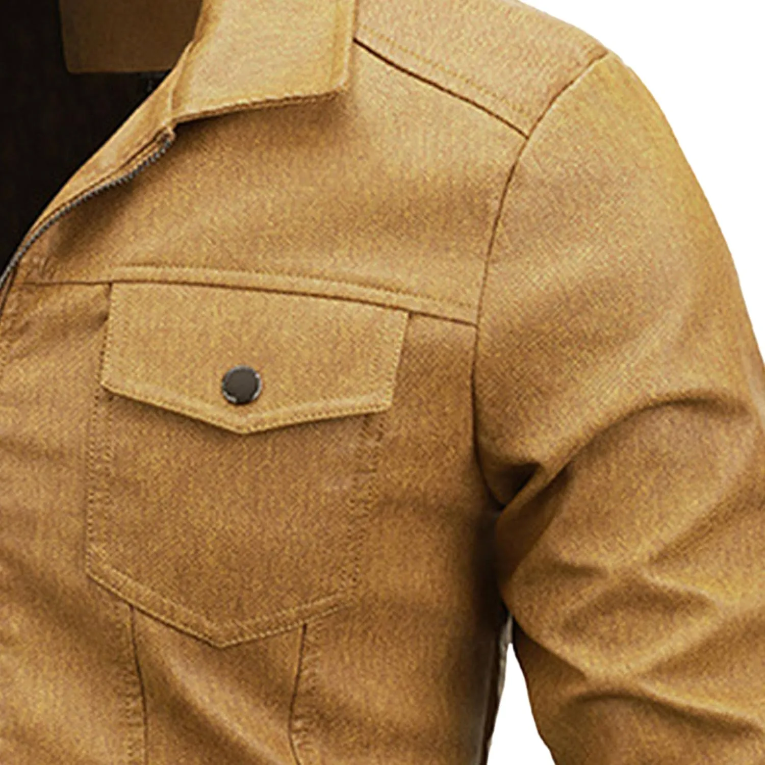 Men's Pocket Leather Jacket Zip-Up Motorcycle Bomber Jackets Vintage Moto Biker PU Coat