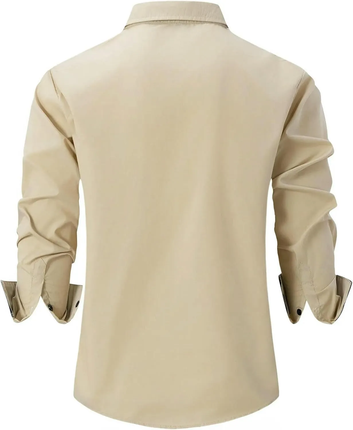 Men's Shirt Spring Fall Color Matching Long-Sleeved Shirts Business Slim Casual Lapel Cardigan Tops