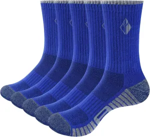Men's Socks Moisture Wicking Cushioned Comfort Everyday Work Training Sports Athletic Crew Socks for Men, 5 Pairs