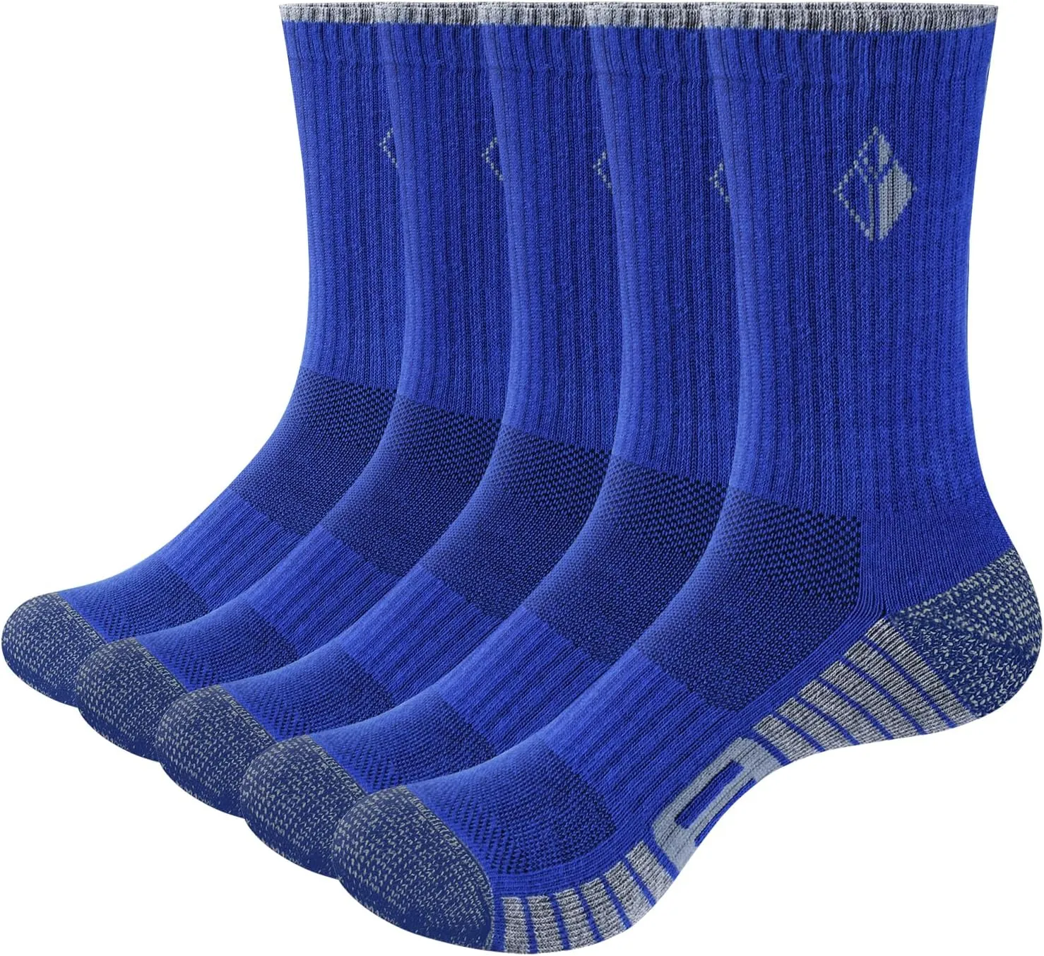 Men's Socks Moisture Wicking Cushioned Comfort Everyday Work Training Sports Athletic Crew Socks for Men, 5 Pairs