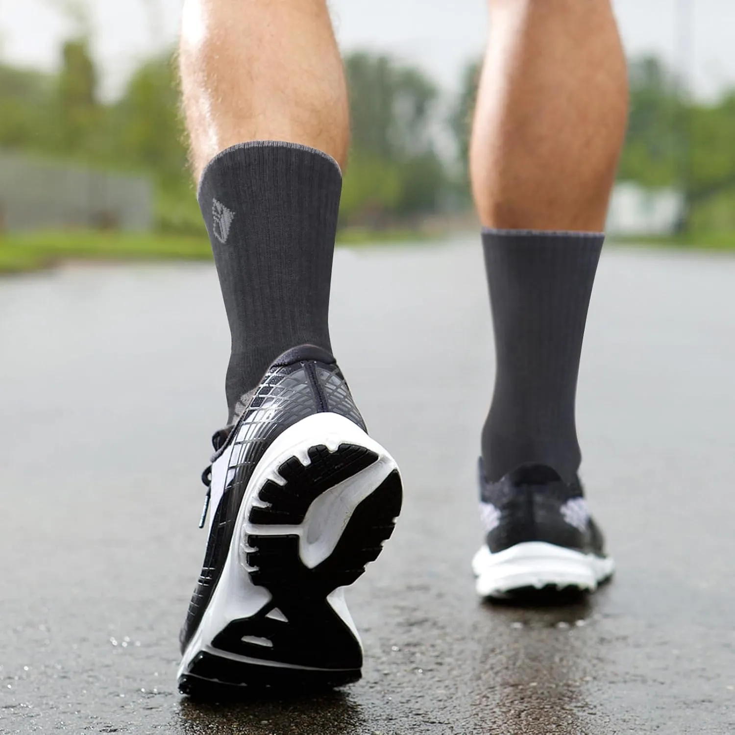 Men's Socks Moisture Wicking Cushioned Comfort Everyday Work Training Sports Athletic Crew Socks for Men, 5 Pairs